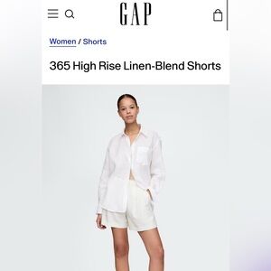 GAP Cream Linen-Blend High Rise Shorts